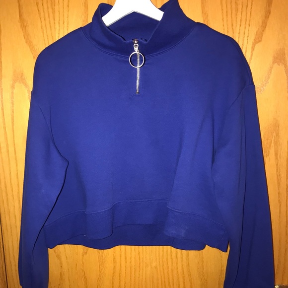 Zip up turtleneck semi cropped cotton top - Picture 1 of 1